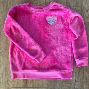 Like NEW - Girls Sequin Graphic Furry Sherpa Top - Fall Fuchsia - Size 6X